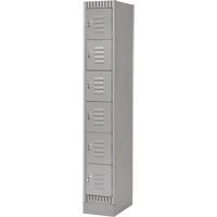 Lockers, 6 -tier, 12" x 18" x 76", Steel, Grey, Knocked Down Dufferin Supply