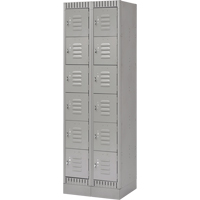 Lockers, 6 -tier, Bank of 2, 24" x 18" x 76", Steel, Grey, Knocked Down Dufferin Supply