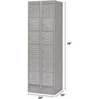 Lockers, 6 -tier, Bank of 2, 24" x 18" x 76", Steel, Grey, Knocked Down Dufferin Supply