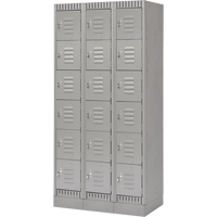 Lockers, 6 -tier, Bank of 3, 36" x 18" x 76", Steel, Grey, Knocked Down Dufferin Supply