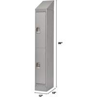 Lockers, 2 -tier, 12" x 18" x 86", Steel, Grey, Knocked Down Dufferin Supply
