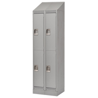 Lockers, 2 -tier, Bank of 2, 24" x 18" x 86", Steel, Grey, Knocked Down Dufferin Supply