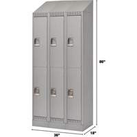 Lockers, 2 -tier, Bank of 3, 36" x 18" x 86", Steel, Grey, Knocked Down Dufferin Supply