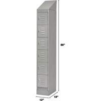 Lockers, 6 -tier, 12" x 18" x 86", Steel, Grey, Knocked Down Dufferin Supply