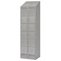 Lockers, 6 -tier, Bank of 2, 24" x 18" x 86", Steel, Grey, Knocked Down Dufferin Supply