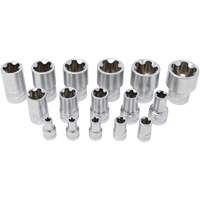 5-Point EPR Torx Socket Set, 16 Pieces, 1/4"/3/8"/1/2" Drive Size Dufferin Supply