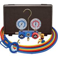 Dual Manifold Gauge Set with 3-in-1 Side Mount Can Tap Valve Dufferin Supply