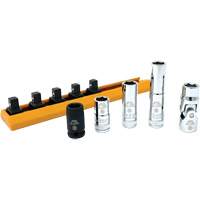 Chrome Finish Socket Set with Rail, 5 Pieces, 1/4" Drive Size Dufferin Supply