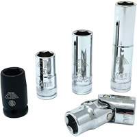 Chrome Finish Socket Set with Rail, 5 Pieces, 1/4" Drive Size Dufferin Supply