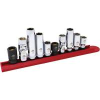 Chrome Finish Socket Set with Rail, 10 Pieces, 1/4"/3/8" Drive Size Dufferin Supply