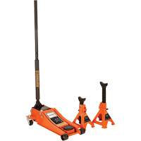Low Profile Service Jack with Safety Stands, 3 Ton(s) Capacity, 2-19/20" Lowered, 19-9/10" Raised, Manual Hydraulic Dufferin Supply