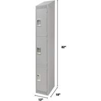 Lockers, 3 -tier, 12" x 18" x 82", Steel, Grey, Knocked Down Dufferin Supply