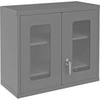 Wall-Mountable Storage Cabinet with Clearview Doors, 26-15/16" H x 29-7/8" W x 13-11/16" D, 2 Shelves, Steel, Grey Dufferin Supply