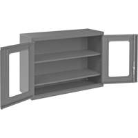 Wall-Mountable Storage Cabinet with Clearview Doors, 26-15/16" H x 35-7/8" W x 13-11/16" D, 2 Shelves, Steel, Grey Dufferin Supply