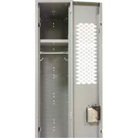 Vented Lockers, Bank of 3, 36 x 18" x 88", Steel, Grey, Knocked Down, Perforated Dufferin Supply