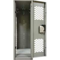 Vented Lockers, 2 -tier, Bank of 3, 36 x 18" x 88", Steel, Grey, Knocked Down, Perforated Dufferin Supply