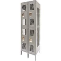 Vented Lockers, 2 -tier, Bank of 2, 24" x 18" x 78", Steel, Grey, Knocked Down, Perforated Dufferin Supply