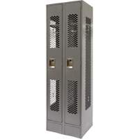 Vented Lockers, Bank of 2, 24" x 18" x 78", Steel, Grey, Knocked Down, Perforated Dufferin Supply