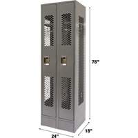 Vented Lockers, Bank of 2, 24" x 18" x 78", Steel, Grey, Knocked Down, Perforated Dufferin Supply