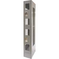 Vented Lockers, 2 -tier, 12" x 18" x 78", Steel, Grey, Knocked Down, Perforated Dufferin Supply