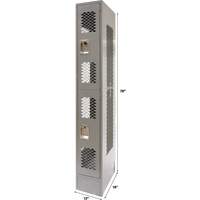 Vented Lockers, 2 -tier, 12" x 18" x 78", Steel, Grey, Knocked Down, Perforated Dufferin Supply