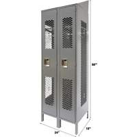 Vented Lockers, Bank of 2, 24" x 18" x 88", Steel, Grey, Knocked Down, Perforated Dufferin Supply