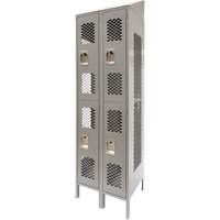 Vented Lockers, 2 -tier, Bank of 2, 24" x 18" x 88", Steel, Grey, Knocked Down, Perforated Dufferin Supply
