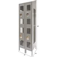Vented Lockers, 2 -tier, Bank of 2, 24" x 18" x 88", Steel, Grey, Knocked Down, Perforated Dufferin Supply