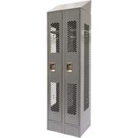Vented Lockers, Bank of 2, 24" x 18" x 88", Steel, Grey, Knocked Down, Perforated Dufferin Supply