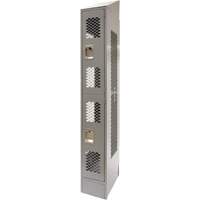 Vented Lockers, 2 -tier, 12" x 18" x 88", Steel, Grey, Knocked Down, Perforated Dufferin Supply