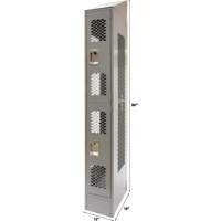 Vented Lockers, 2 -tier, 12" x 18" x 88", Steel, Grey, Knocked Down, Perforated Dufferin Supply
