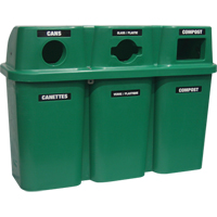 Recycling Containers Bullseye, Curbside, Plastic, 3 x 22 US Gal. Dufferin Supply