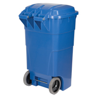 Roll Out Recycling Bin, Curbside, Polyethylene, 65 US gal. Dufferin Supply