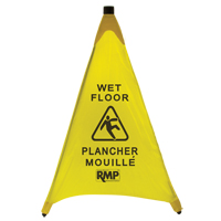 "Wet Floor" Pop-Up Safety Cone, Bilingual with Pictogram JI455 | Dufferin Supply