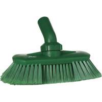 Angle-Adjustable Water-Fed Washing Brush, Soft Bristles, 9-1/4" Long, Green Dufferin Supply
