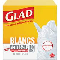 Small 25L Unscented Garbage Bags, Regular, 20" W x 20" L, White Dufferin Supply