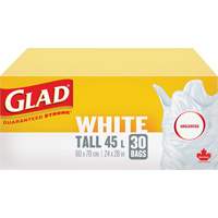 Tall 45L Unscented Garbage Bags, Regular, 24" W x 28" L, White Dufferin Supply