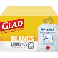 Tall 45L Febreze Garbage Bags, Regular, 24" W x 28" L, White Dufferin Supply