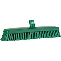 Push Broom Head, Fine/Stiff Bristles, 16-1/2", Polyester/Polypropylene, Green Dufferin Supply