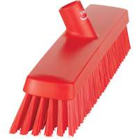 Push Broom Head, Fine/Stiff Bristles, 16-1/2", Polyester/Polypropylene, Red Dufferin Supply