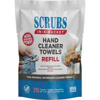 Hand Cleaner Towels Refill Pack, 72 Wipes, 10" x 12" Dufferin Supply