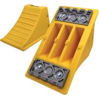 40 Ton Large Equipment Wheel Chock with Aluminum Cleats, Urethane, Yellow Dufferin Supply