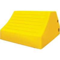 165 Ton Large Equipment Wheel Chock with Handle & Hole, Urethane, Yellow Dufferin Supply