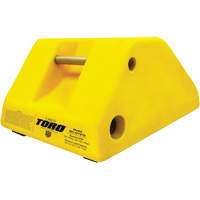 255 Ton Large Equipment Wheel Chock with Handle & Hole, Urethane, Yellow Dufferin Supply