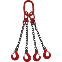 Chain Sling, Grade 80 Chain, Quadruple Legs, Oblong & Slip Hooks, 9/32" x 5' Dufferin Supply