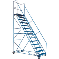 Escabeau roulant certifi&eacute; par la CSA avec pied verrouillable, 14 marches, Largeur de la marche 30", Hauteur de la plateforme 128", Acier Dufferin Supply