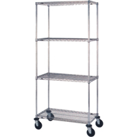 Chariots en treillis m&eacute;tallique, Chrom&eacute;, 18" x 69" x 36", Capacit&eacute; 800 lb Dufferin Supply