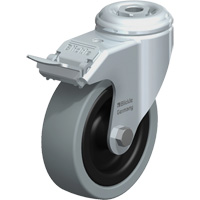 Light-Duty Caster, Swivel with Brake, 4" (101.6 mm), Solid Rubber, 242 lbs. (110 kg.) Dufferin Supply