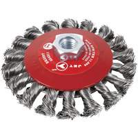 Brosse conique &agrave; fils nou&eacute;s torsad&eacute;s, Dia. 6", Fils 0,02", Arbre 5/8"-11, Acier Dufferin Supply