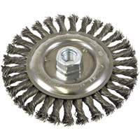 Brosse filet&eacute;e &agrave; fils nou&eacute;es et face standard, Dia. 6", Fils 0,022", Arbre 5/8"-11, Acier Dufferin Supply